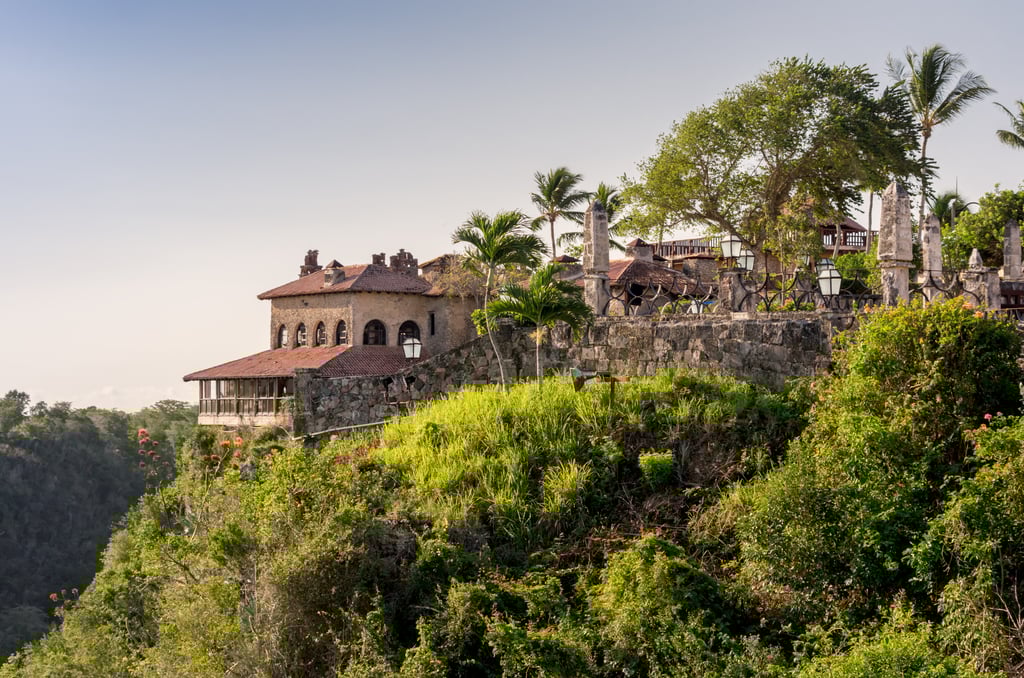 Altos de Chavón stone buildings on a cliffside in La Romana, Dominican Republic cultural village