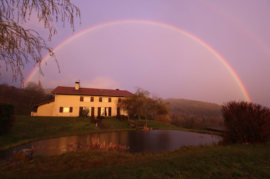 Etang avec arc-en-ciel