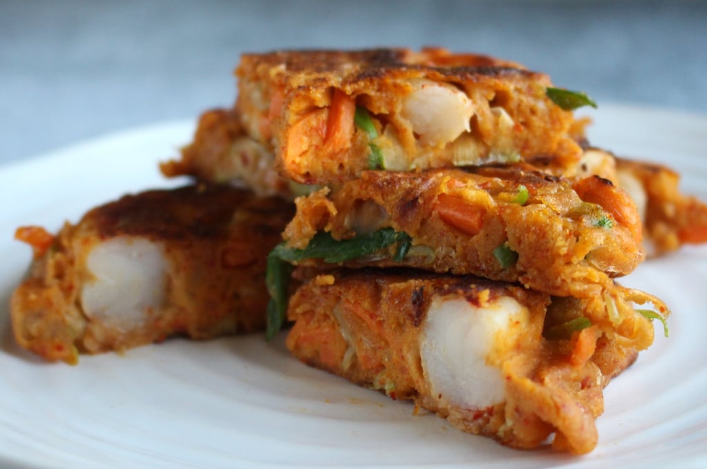 kimchi-shrimp-oatmeal-flour-pancakes
