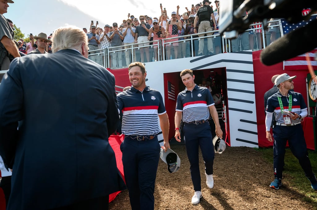 President Donald Trump attends the Ryder Cup Tournament at the Bethpage Black Course