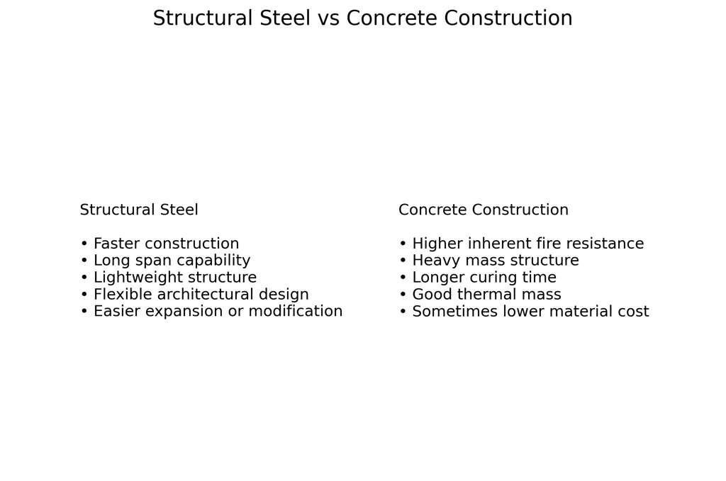 structural steel vs concrete construction comparison