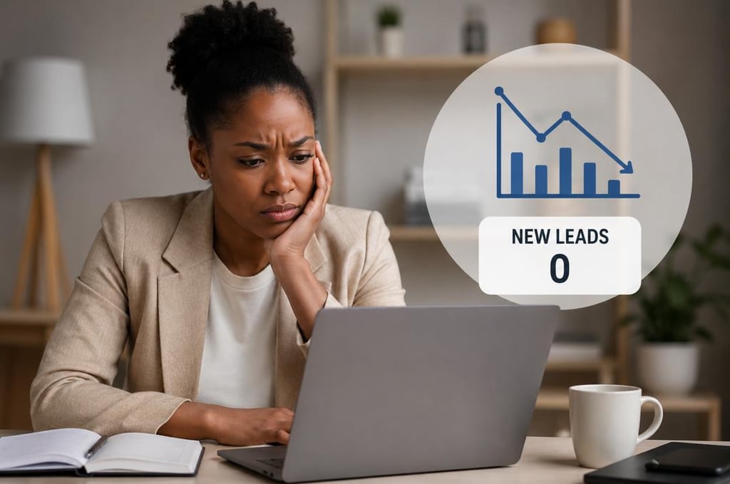 Business owner analyzing website lead generation dashboard