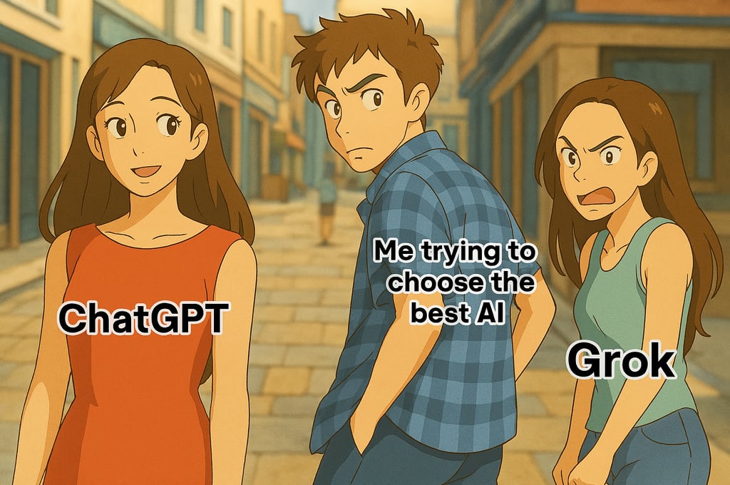 Meme: ChatGPT, Grok, and confused guy