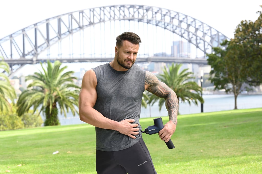 Muscle vibration gun for sore muscle recovery.