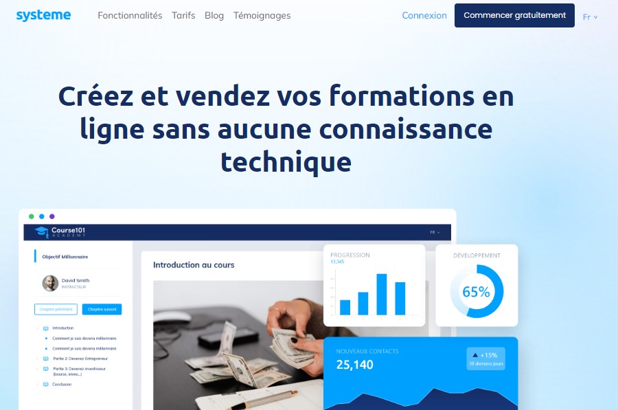 Système.io, Plateforme lms pour organisme de formation