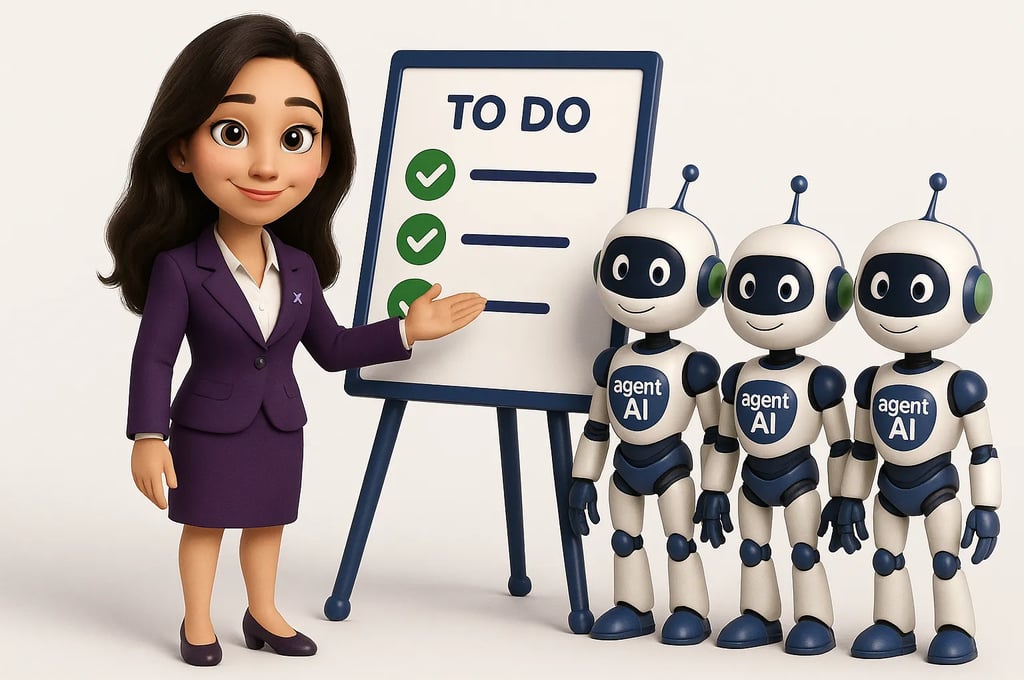 Dara SALINAS, fondatrice de FINEXALYS, transmet les informations aux Agent IA, une liste de taches à faire