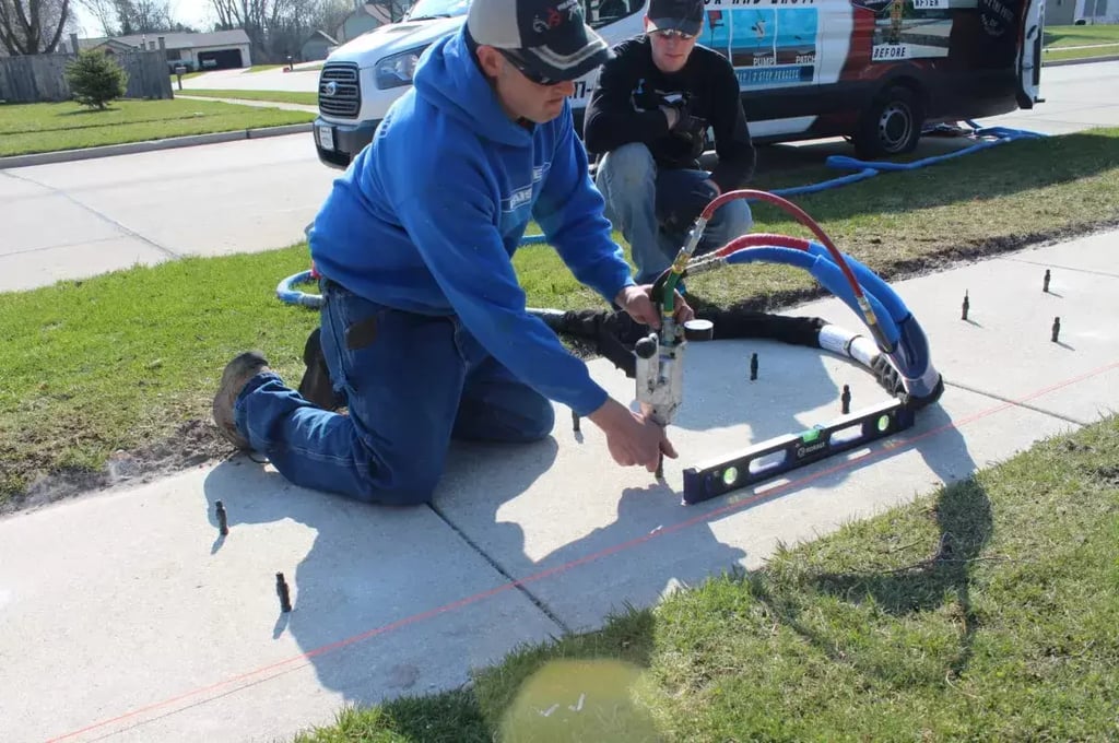 Concrete contractor leveling sidewalk in Warner Robins, GA