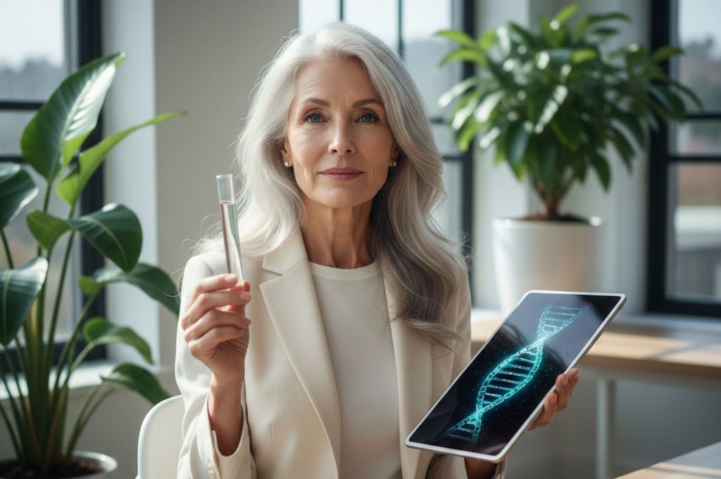 Woman holding a tablet