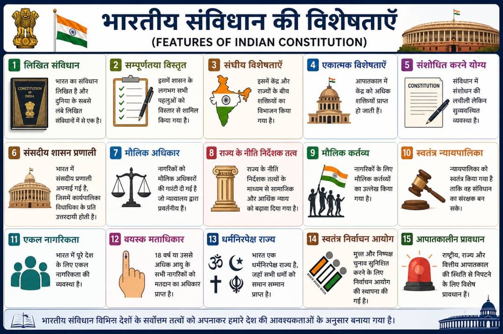 भारतीय संविधान की विशेषताएं