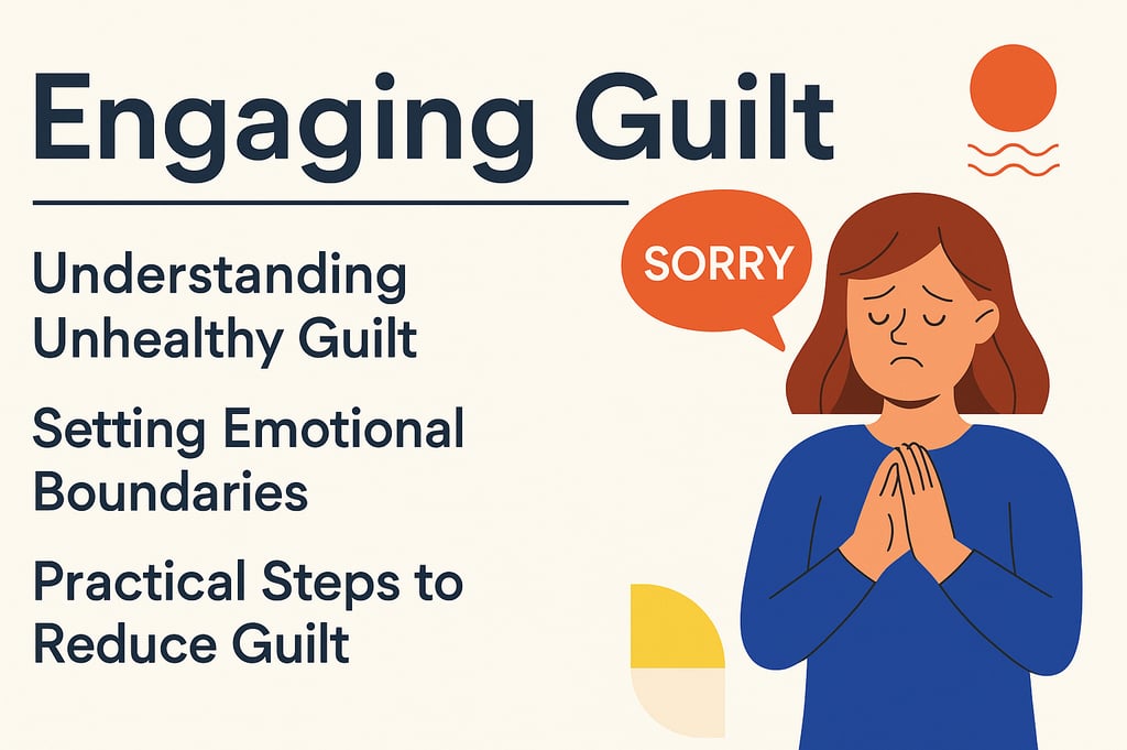 Engaging Guilt blog header with text on unhealthy guilt, boundaries, and steps to reduce guilt