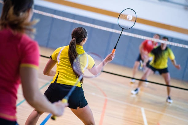 People playing badminton