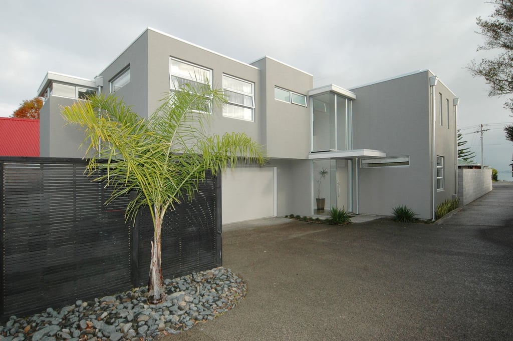 new modern box, plaster home, subdivision, pool