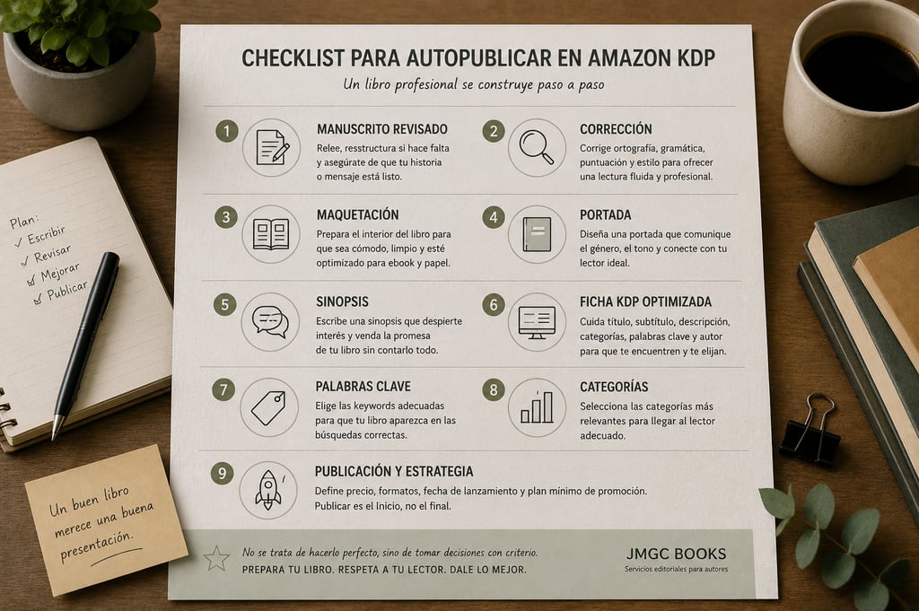 Checklist para preparar un libro antes de publicarlo en Amazon KDP