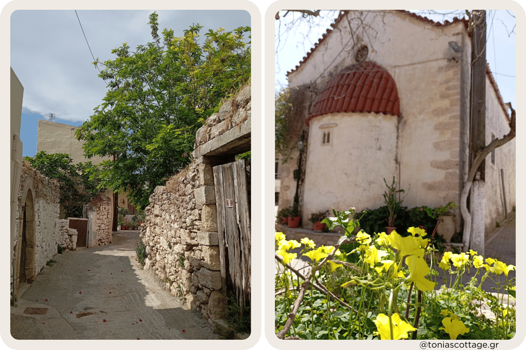 Church of Sotiras Christos and streets of Alagni village