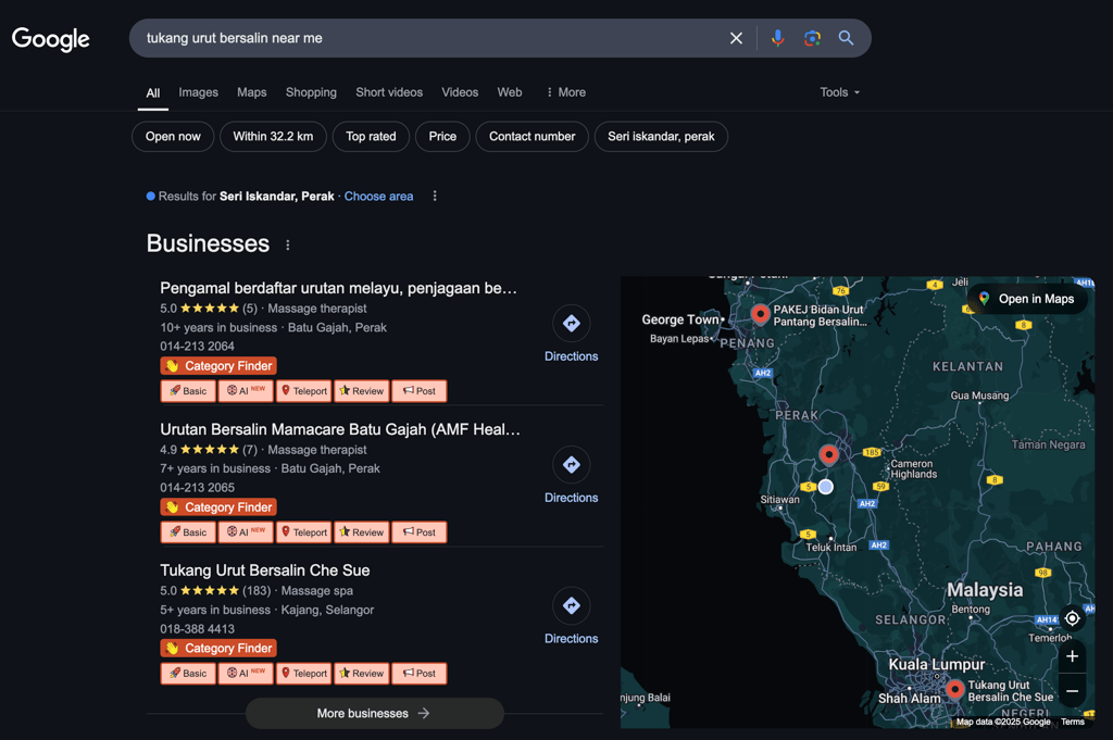 kaedah promosi tukang urut