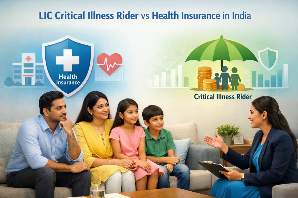 LIC Critical Illness Rider vs Health Insurance in India financial protection for families