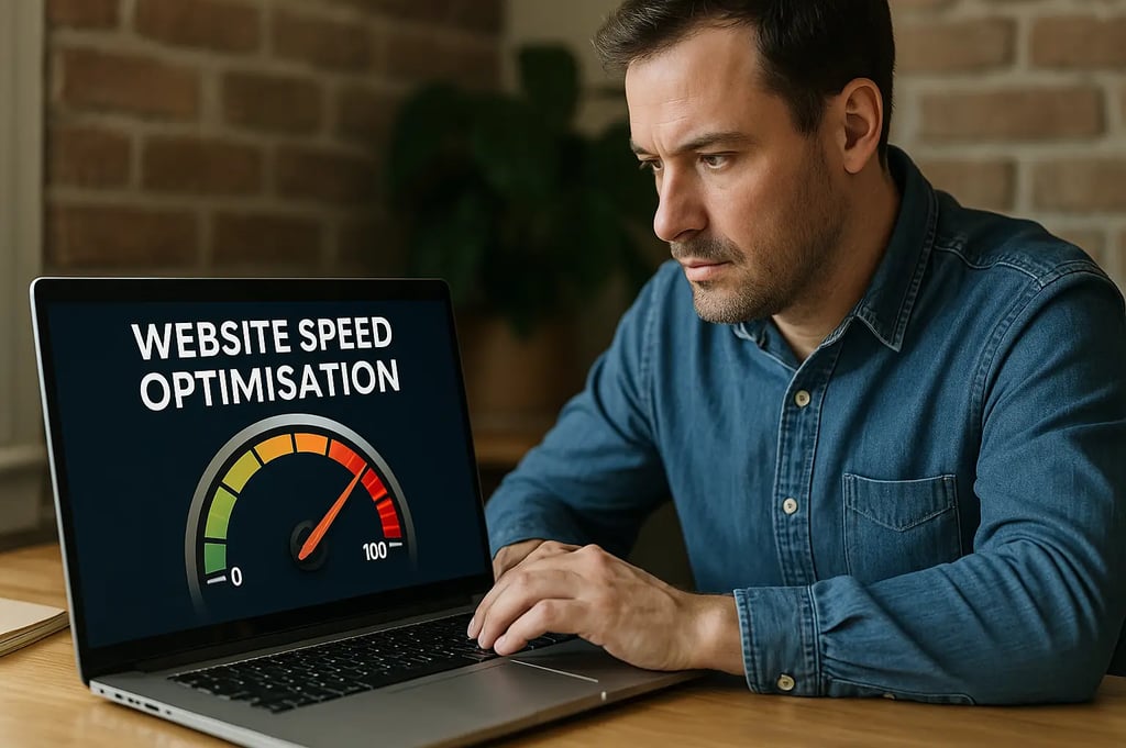 Laptop showing website speed optimisation dashboard