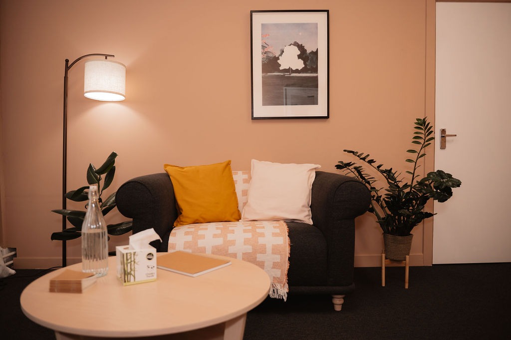 A warm therapy room at Consider It Therapy, Baltic Chambers Glasgow