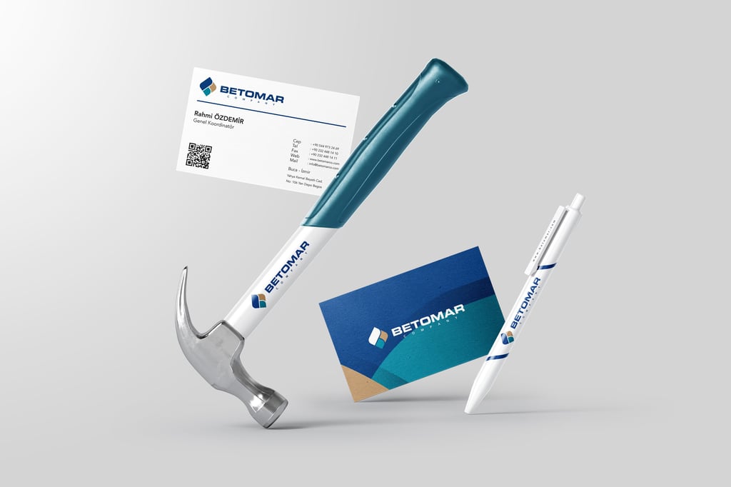 BETOMAR CONSTRUCTION Logo BETOMAR CONSTRUCTION'ın güçlü ve güvenilirliğini yansıtan, modern ve dikka