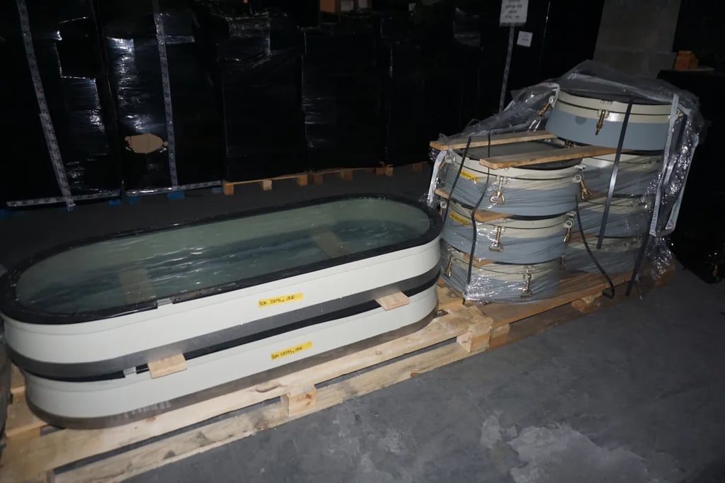 Ship windows and portholes on a palett