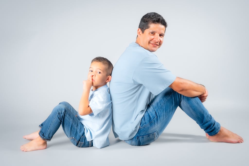 "Un retrato de familia, padre y su hijo pequeño"