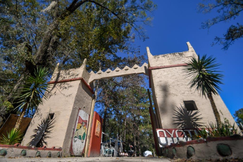 Front gate entrance at Oyotunji African kingdom