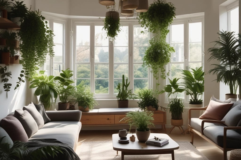 A serene living space with plants