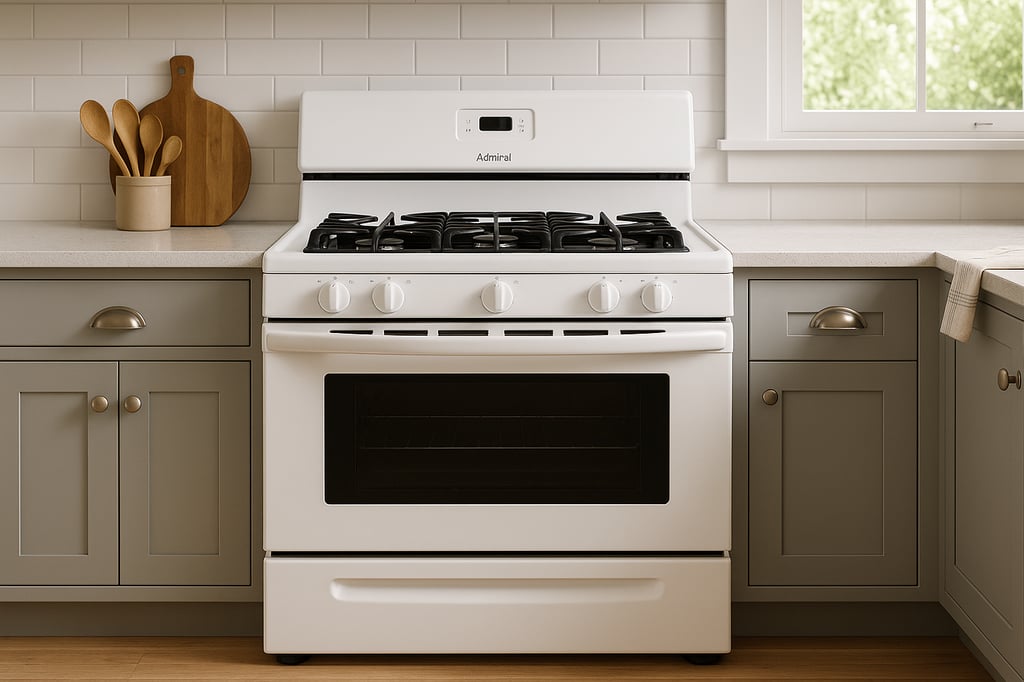 Admiral gas range installed in a modern Ottawa kitchen – appliance repair and installation service