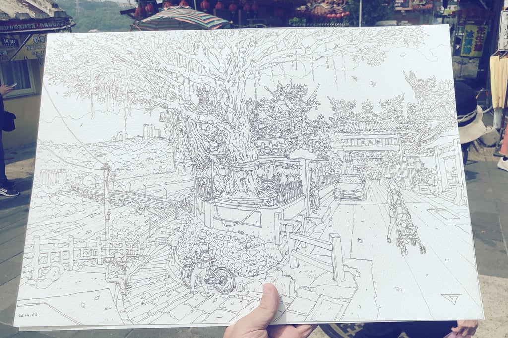 Urban sketch by artist evgeny bondarenko