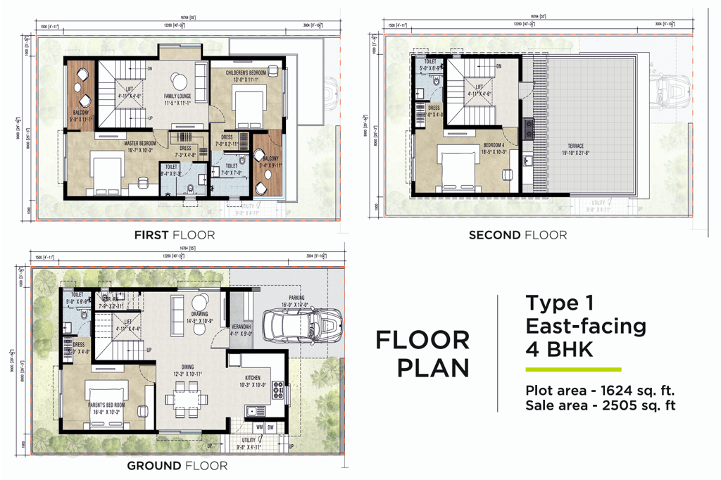 Paradise on Earth 4 BHK East Facing Floor Plan