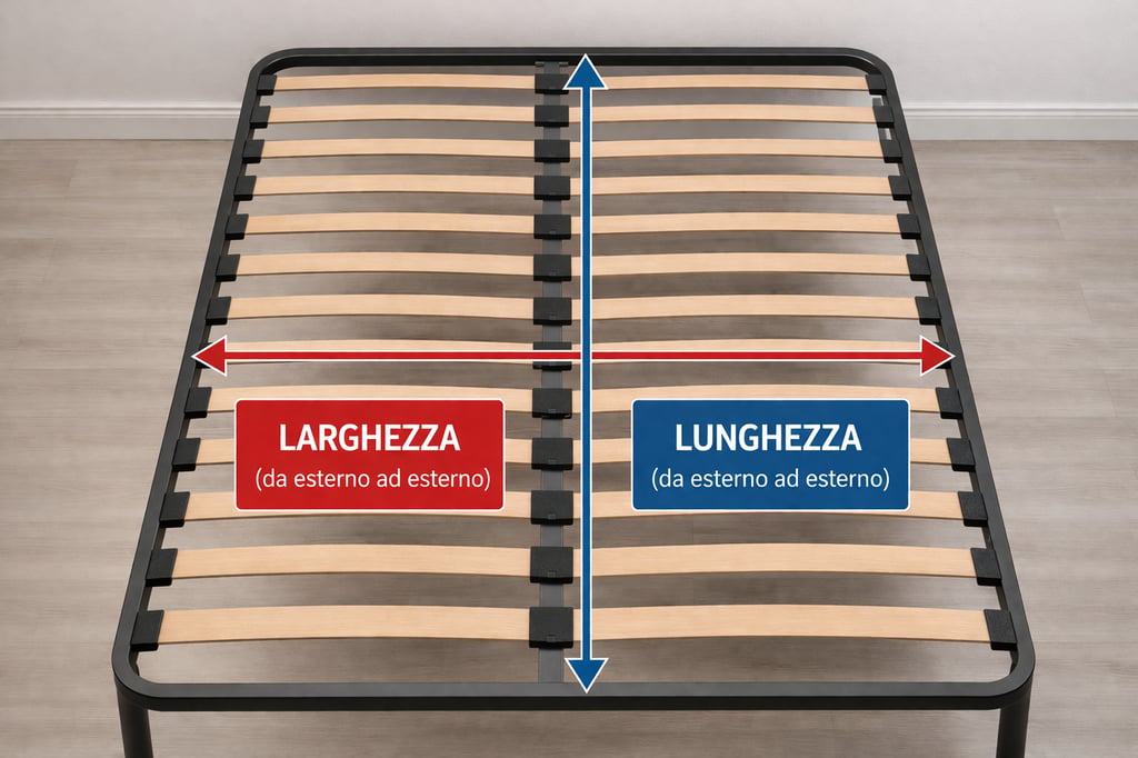 Come prendere le misure di una rete a doghe misurando larghezza e lunghezza del telaio