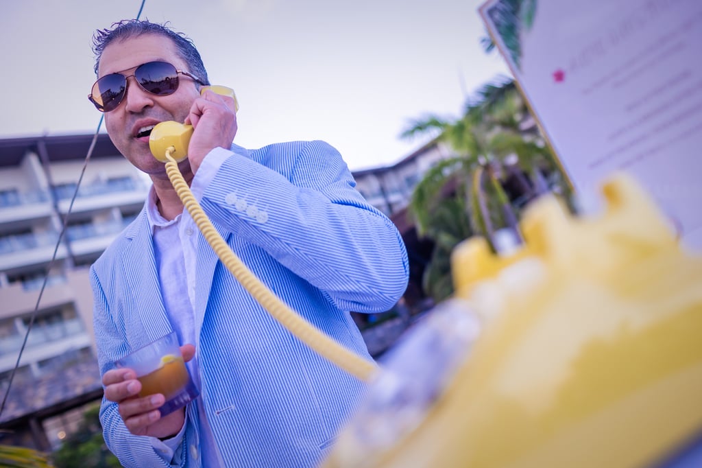 DJ Chase at a Wedding while on the phone in Cancun Mexico