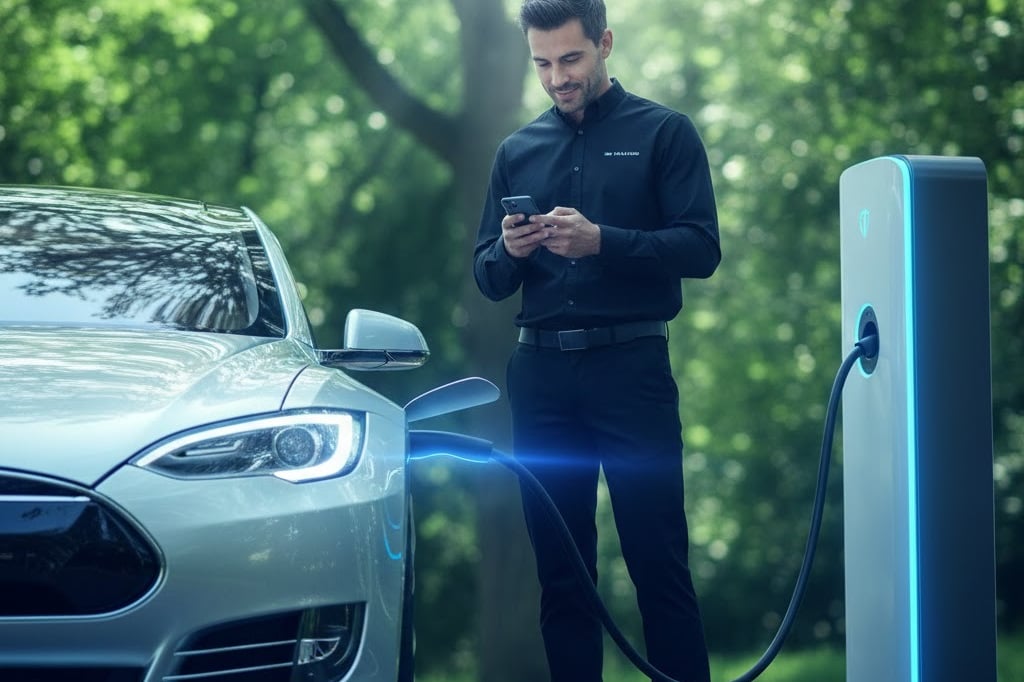 Convoyage éco-responsable de véhicule électrique avec suivi sur smartphone.