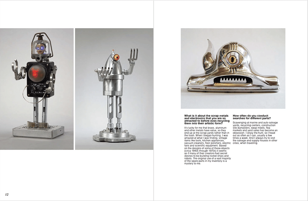 Flesh & Bone magazine article on artist Tal Avitzur, pages 12-13.