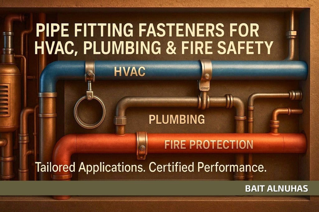 Pipe fitting fasteners for HVAC installation