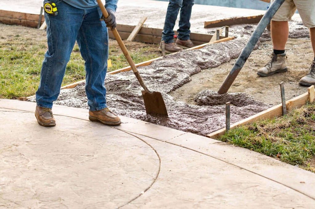 Concrete Contractors working on concrete walkway in Warner Robins, GA