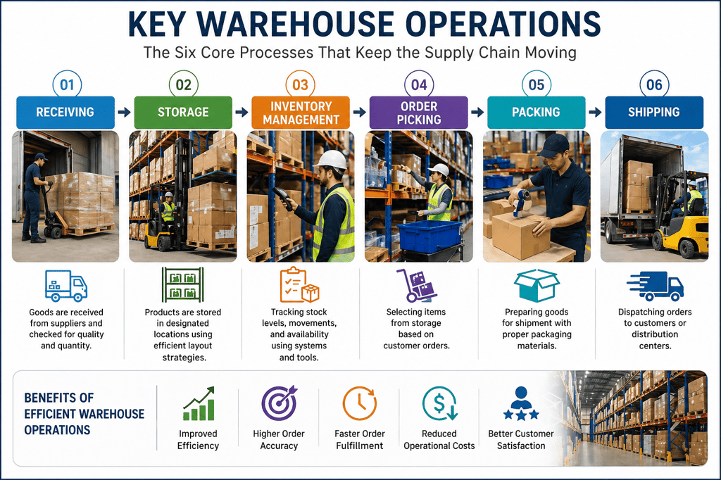 Infographic showing key warehouse operations