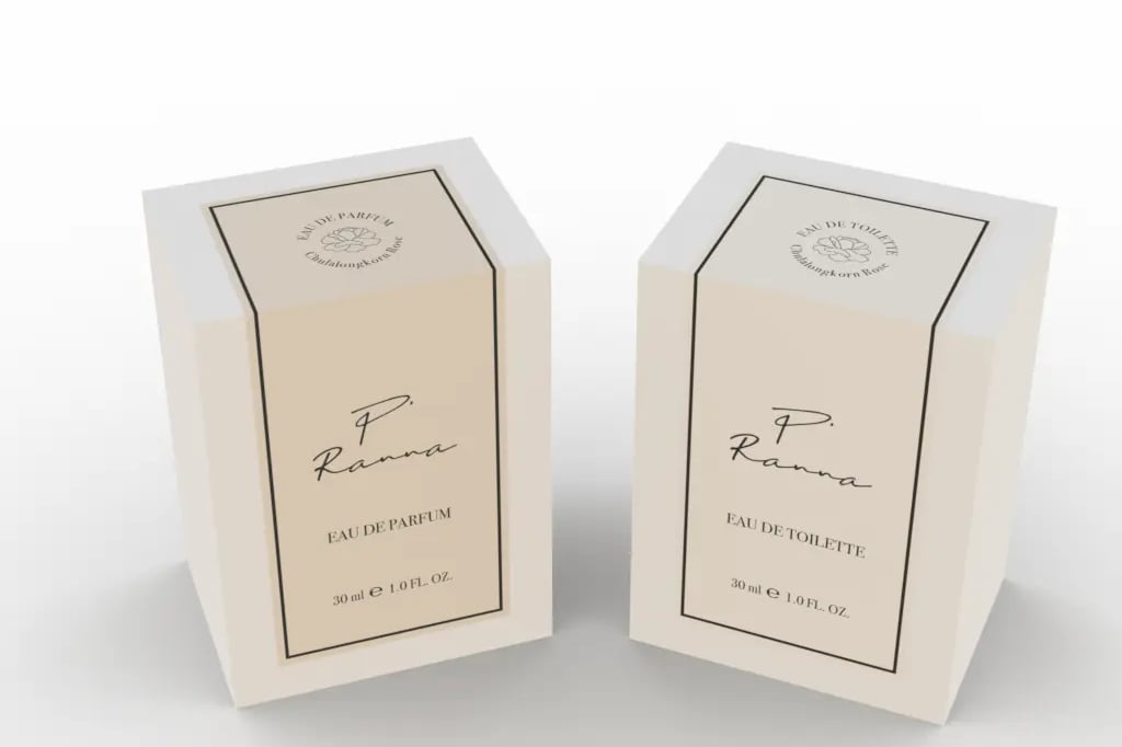Création de packaging de parfum, projet P'Ranna