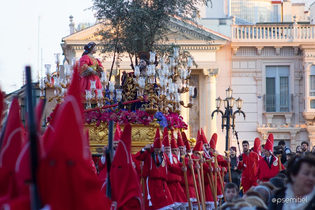A moment from a Holy Week procession in the city of Murcia. The distinctive attire and the way the f