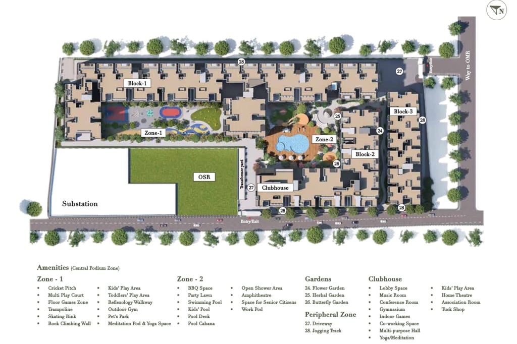Master Layout with Amenities and Blocks