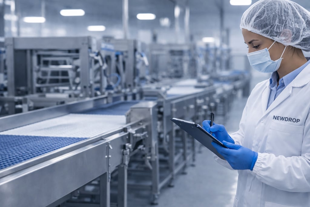 Acompanhamento técnico em ambiente industrial, com avaliação de processos de limpeza e sanitização p