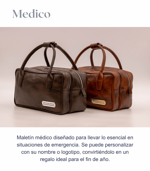 a pair of leather bags with a medt