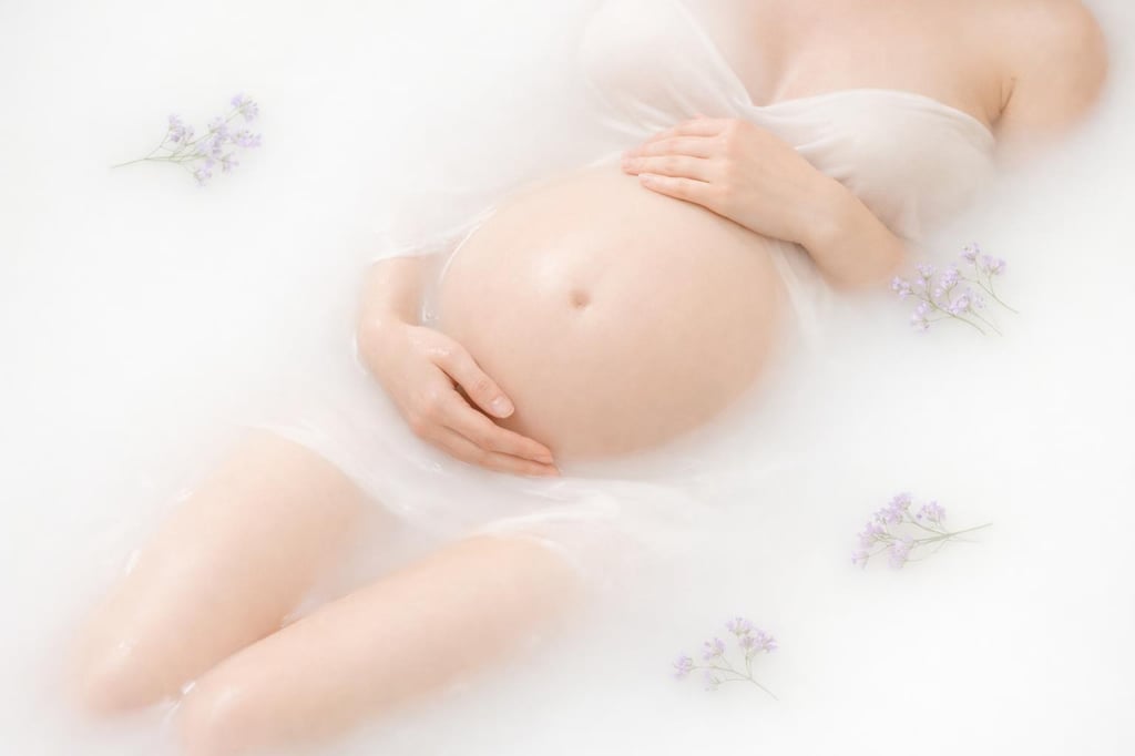 Bain de lait grossesse avec fleurs