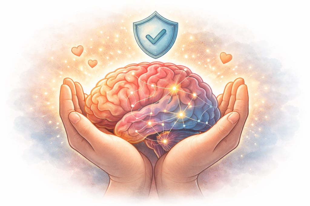 tekening van hersenen die zich veilig voelen