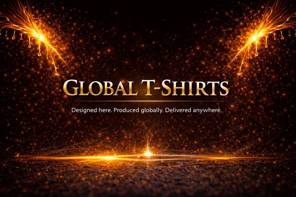 Global T-Shirts header showing worldwide apparel production and delivery