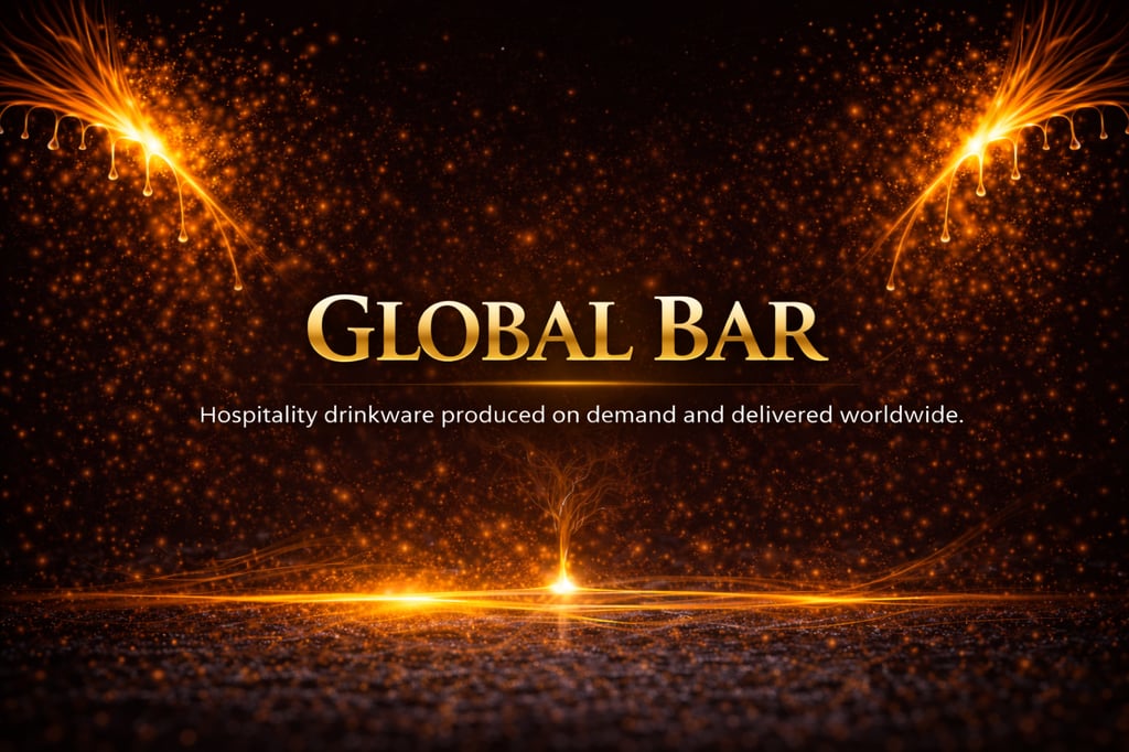 Global Bar header showing worldwide bar merchandise production and delivery