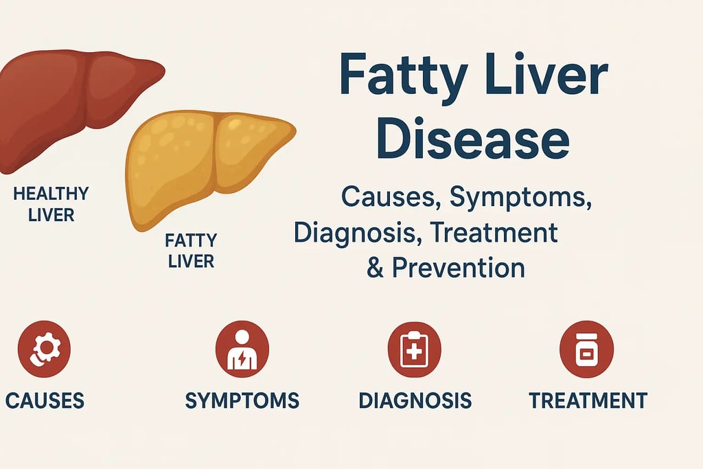 Illustration showing fatty liver disease progression with healthy and fatty liver comparison