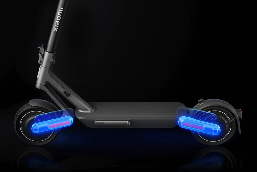 a scooter with a blue light on it