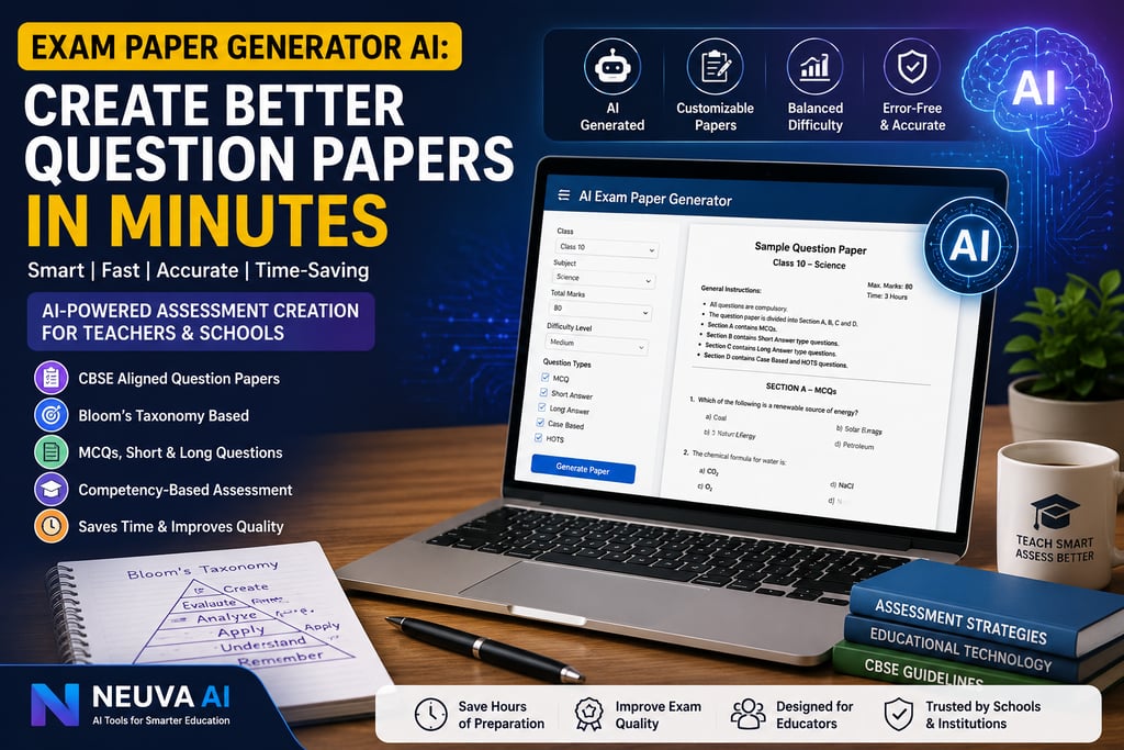 Teacher using Exam Paper Generator AI to create CBSE question papers with artificial intelligence.