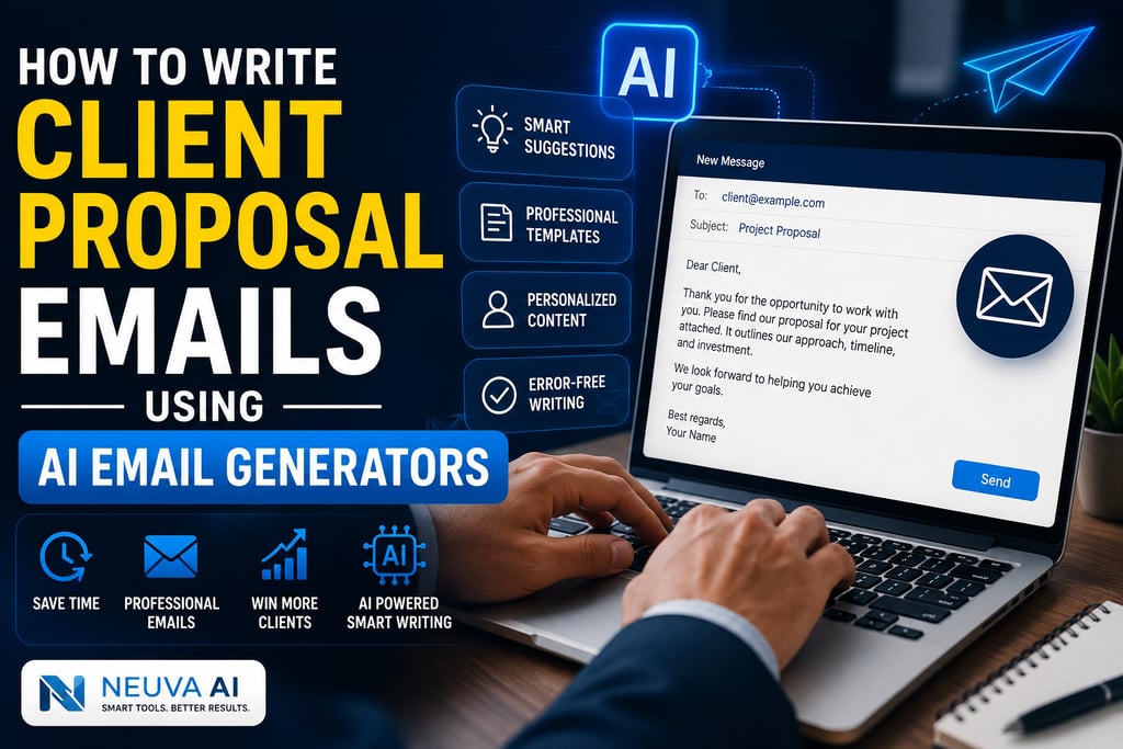 Generate professional proposal emails in seconds with the Neuva AI Email Generator and improve your 